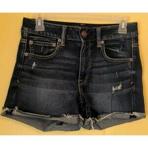 American Eagle Sz 8 Shorts Women's Hi Rise Shortie Jean Blue Denim Super Stretch